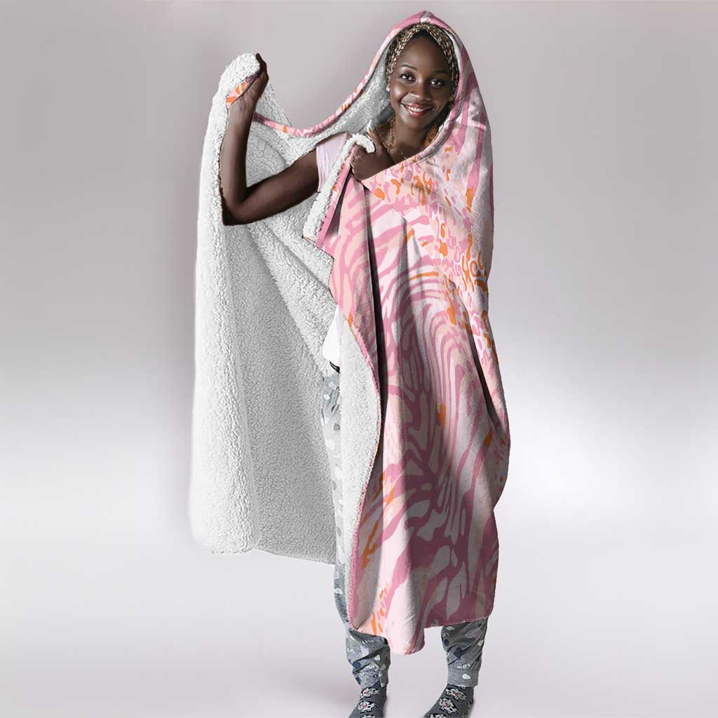 African Zebra Leopard Pattern Hooded Blanket Blush Savannah