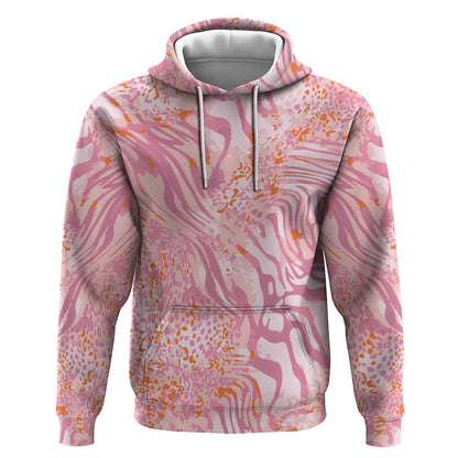 African Zebra Leopard Pattern Hoodie Blush Savannah