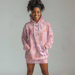 African Zebra Leopard Pattern Hoodie Dress Blush Savannah
