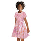 African Zebra Leopard Pattern Kid Short Sleeve Dress Blush Savannah