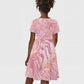 African Zebra Leopard Pattern Kid Short Sleeve Dress Blush Savannah