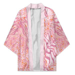African Zebra Leopard Pattern Kimono Blush Savannah