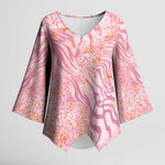 African Zebra Leopard Pattern Kimono Sleeve Blouse Blush Savannah