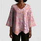 African Zebra Leopard Pattern Kimono Sleeve Blouse Blush Savannah
