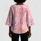 African Zebra Leopard Pattern Kimono Sleeve Blouse Blush Savannah