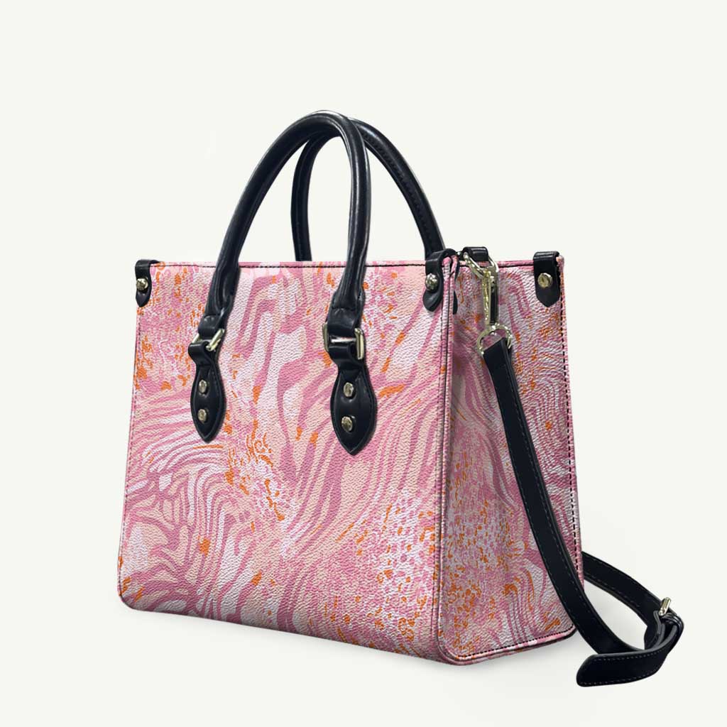 African Zebra Leopard Pattern Leather Bag Blush Savannah