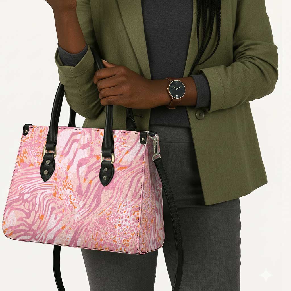 African Zebra Leopard Pattern Leather Bag Blush Savannah