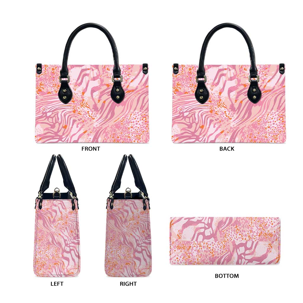 African Zebra Leopard Pattern Leather Bag Blush Savannah