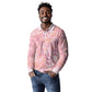 African Zebra Leopard Pattern Long Sleeve Polo Shirt Blush Savannah