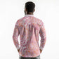 African Zebra Leopard Pattern Long Sleeve Polo Shirt Blush Savannah
