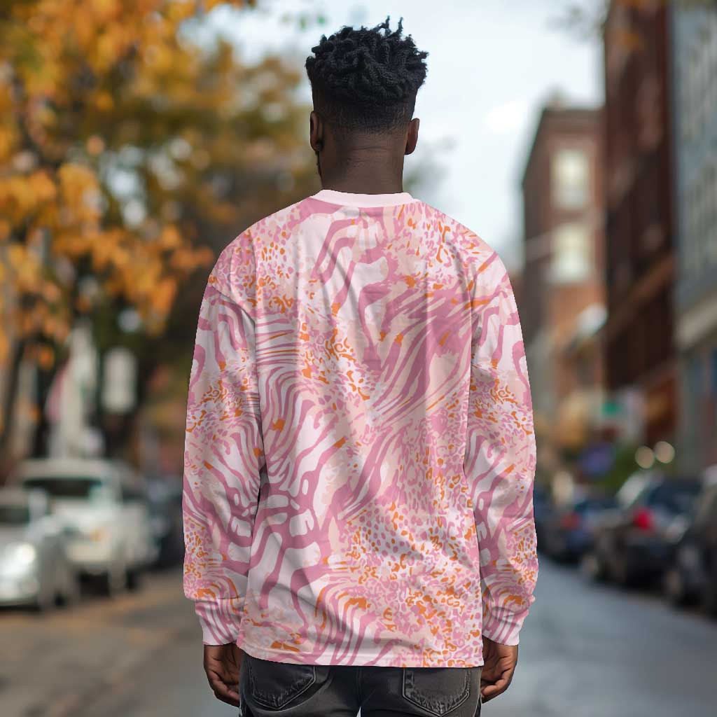 African Zebra Leopard Pattern Long Sleeve Shirt Blush Savannah