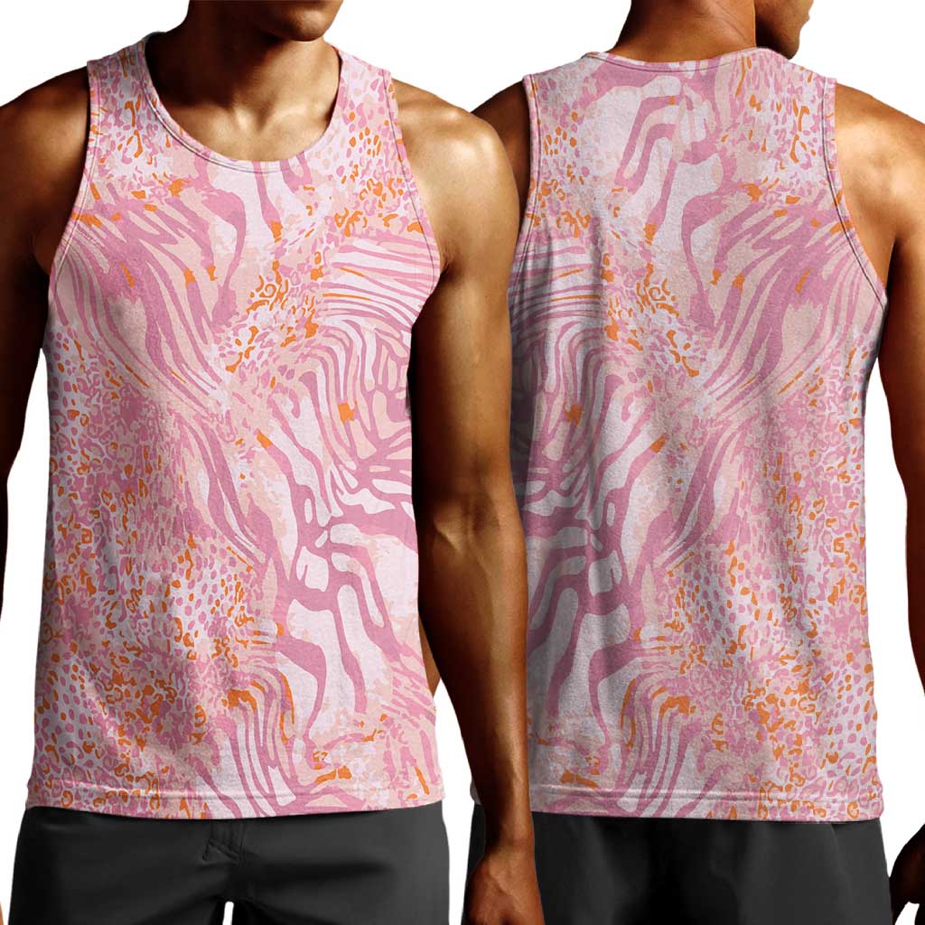 African Zebra Leopard Pattern Men Tank Top Blush Savannah