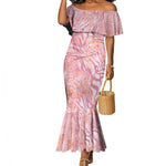 African Zebra Leopard Pattern Mermaid Dress Blush Savannah