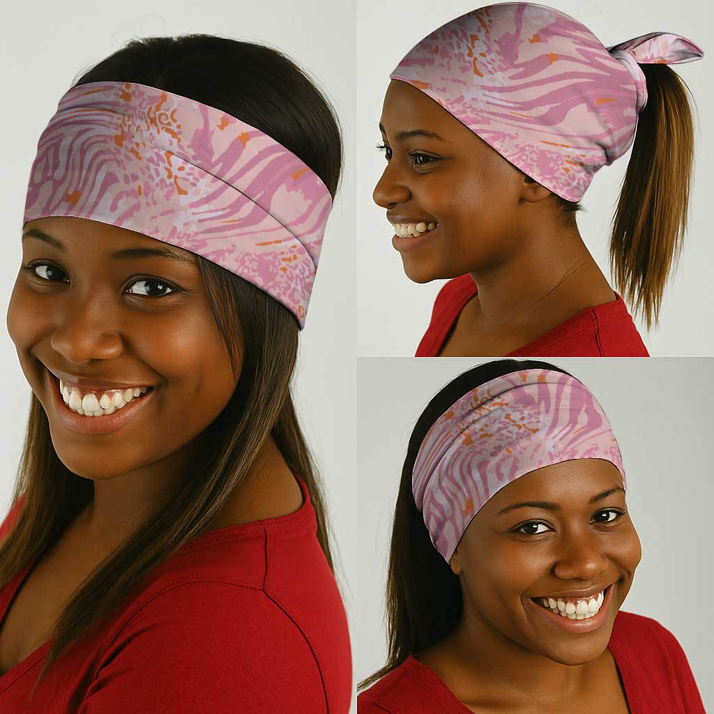 African Zebra Leopard Pattern Neck Gaiter Blush Savannah
