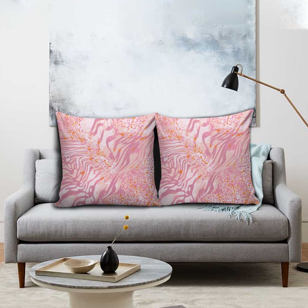 African Zebra Leopard Pattern Pillow Cover Blush Savannah