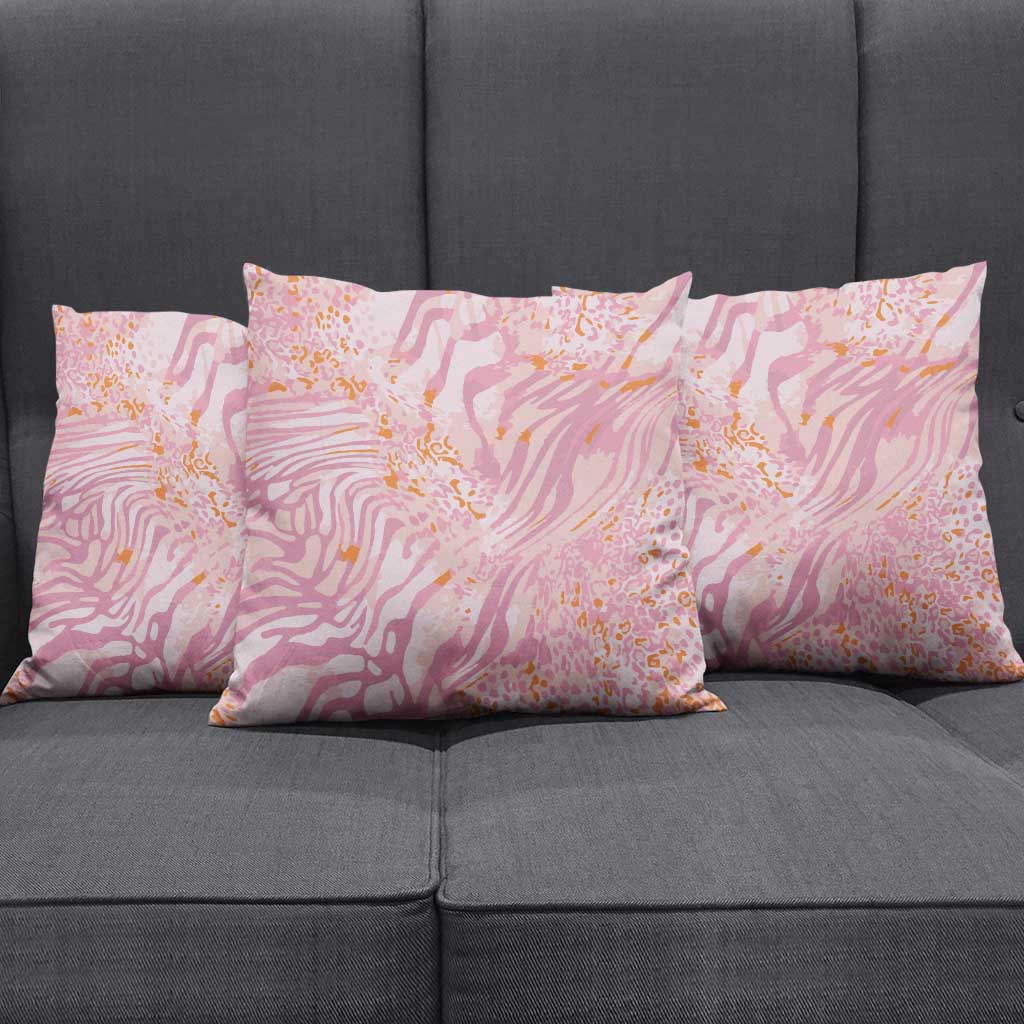 African Zebra Leopard Pattern Pillow Cover Blush Savannah
