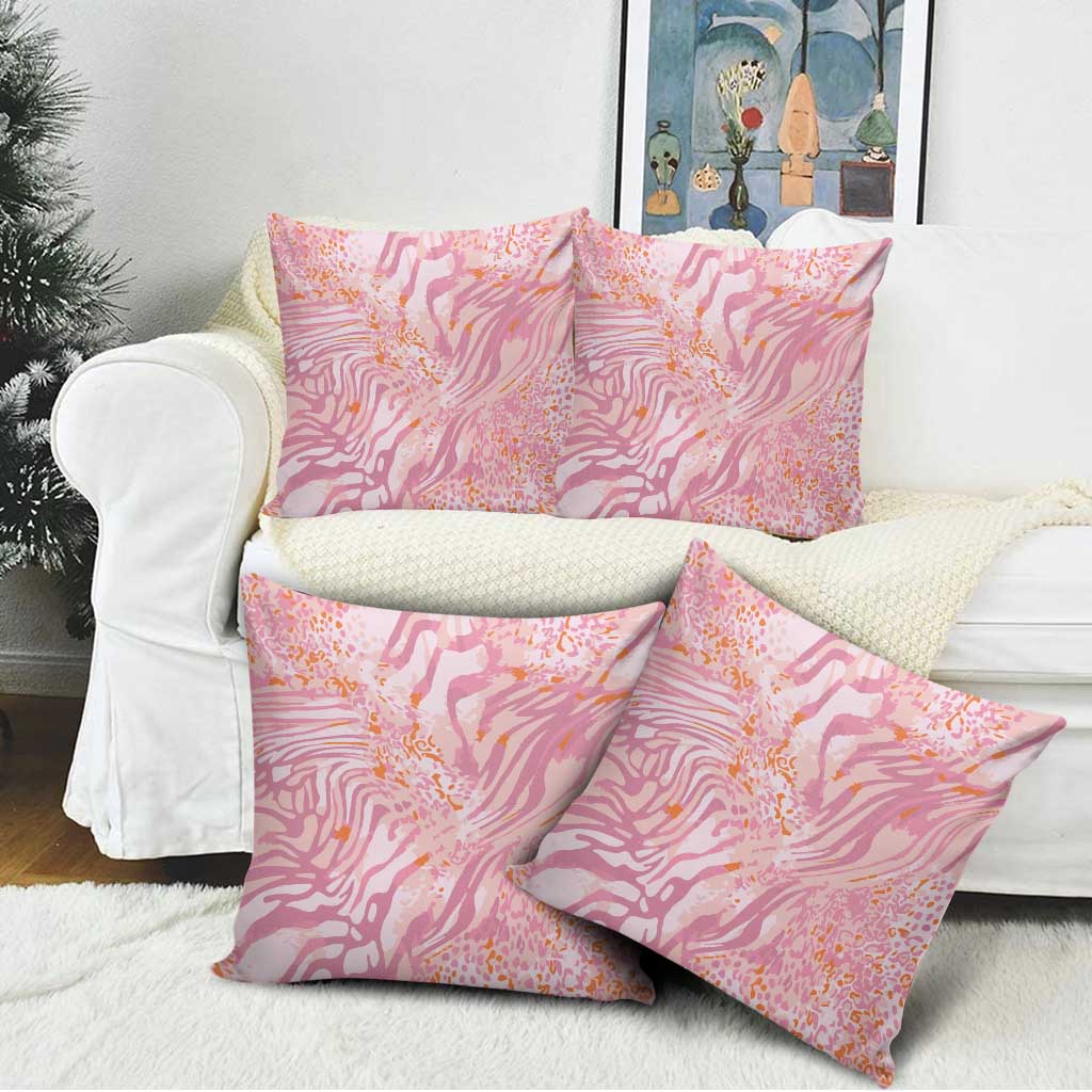 African Zebra Leopard Pattern Pillow Cover Blush Savannah