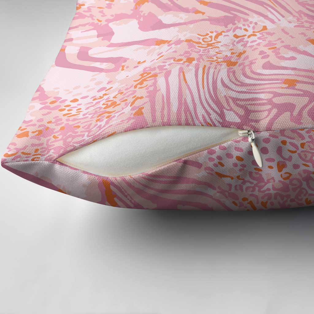 African Zebra Leopard Pattern Pillow Cover Blush Savannah