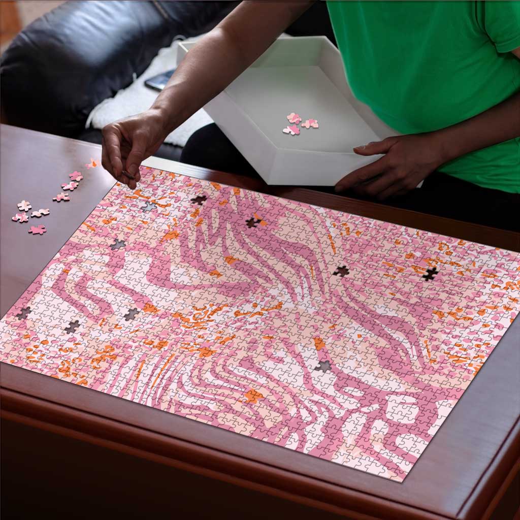 African Zebra Leopard Pattern Puzzle Blush Savannah