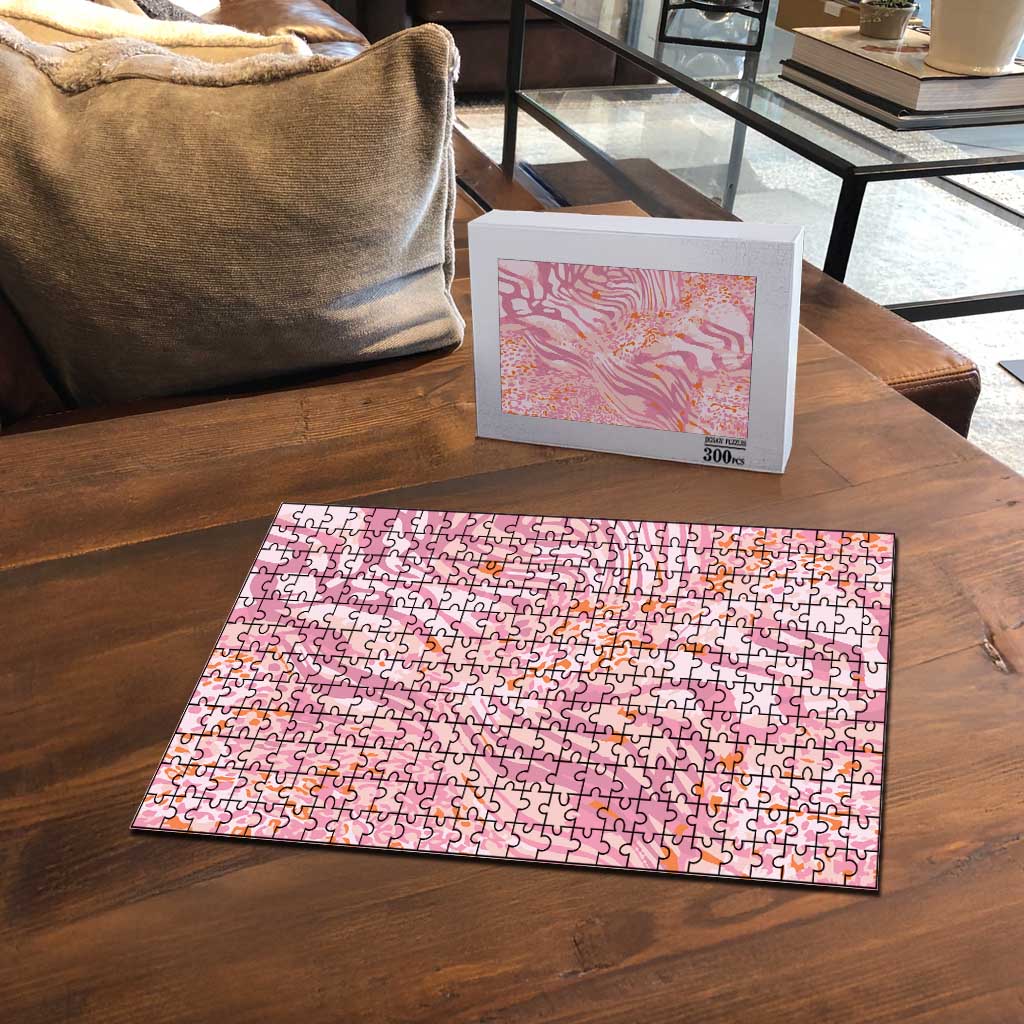 African Zebra Leopard Pattern Puzzle Blush Savannah