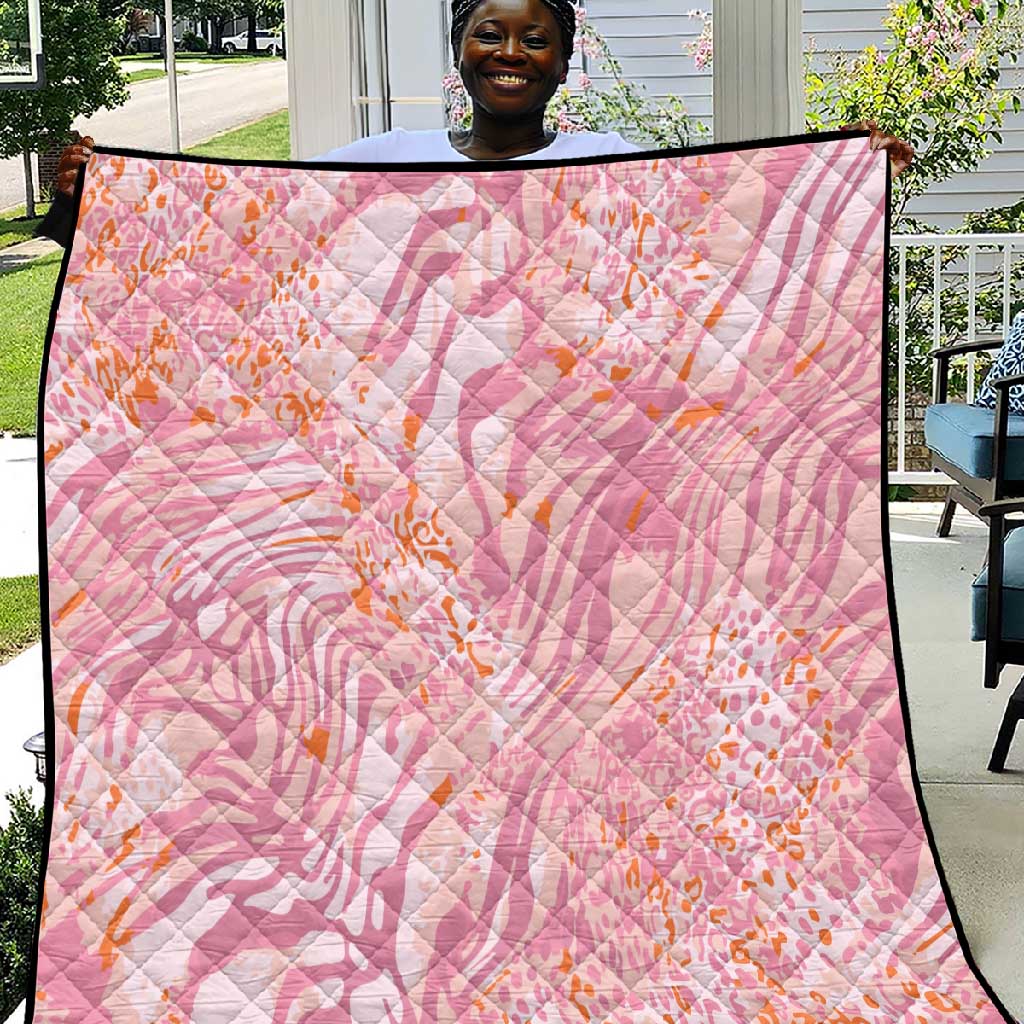 African Zebra Leopard Pattern Quilt Blush Savannah