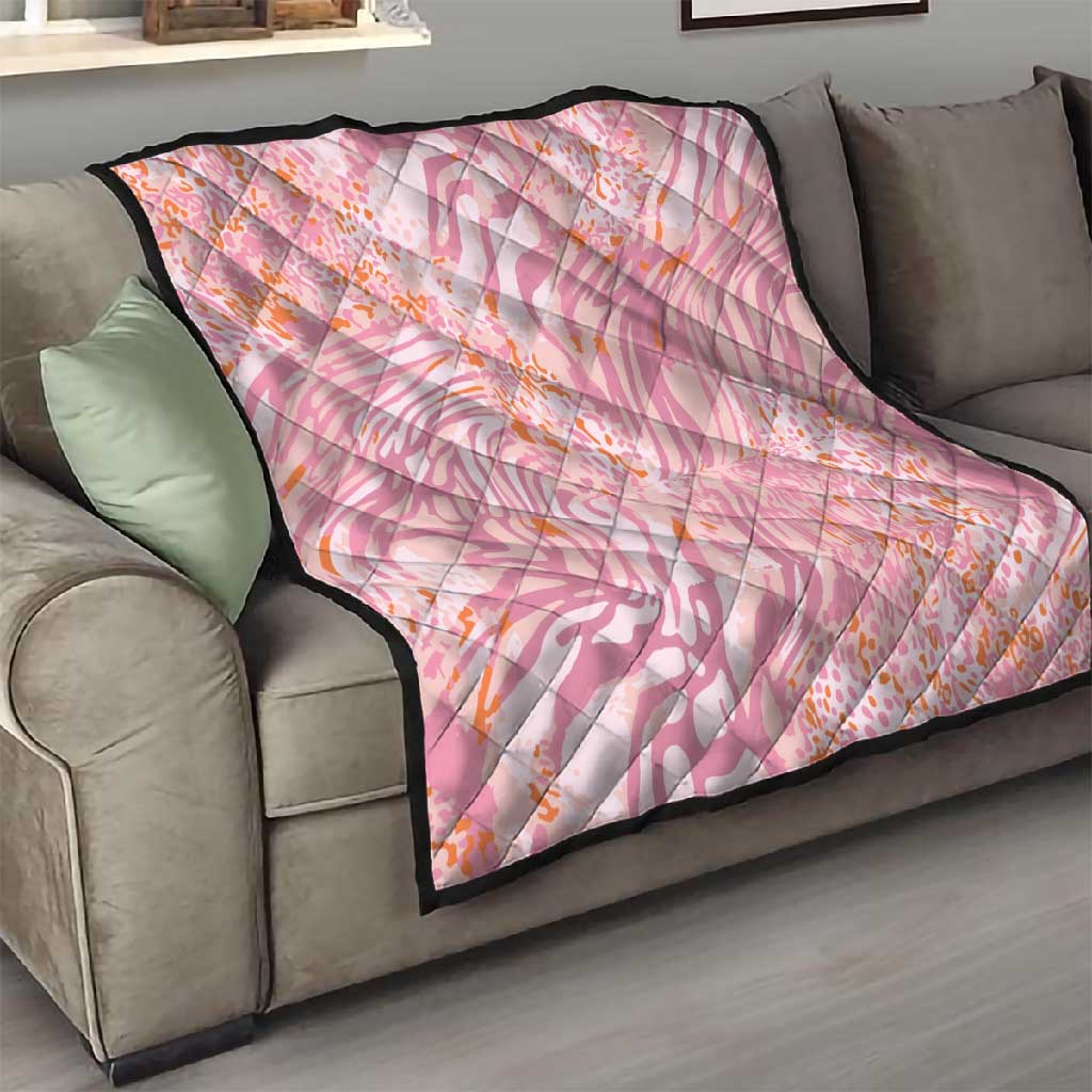 African Zebra Leopard Pattern Quilt Blush Savannah