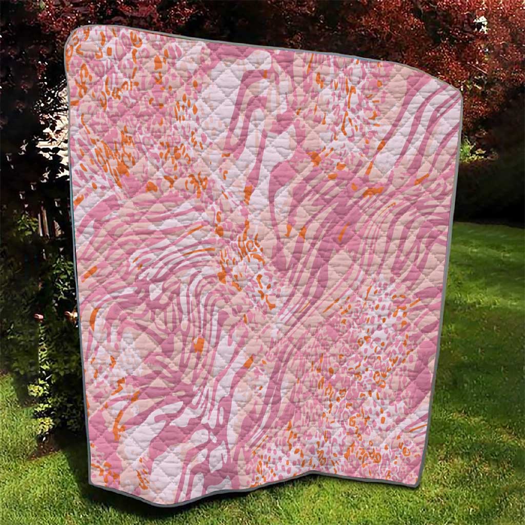 African Zebra Leopard Pattern Quilt Blush Savannah