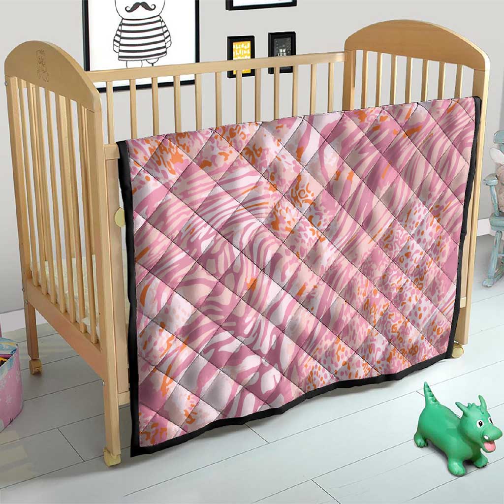 African Zebra Leopard Pattern Quilt Blush Savannah