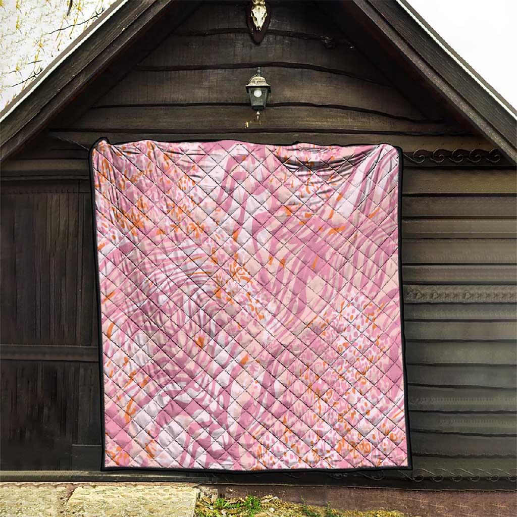 African Zebra Leopard Pattern Quilt Blush Savannah