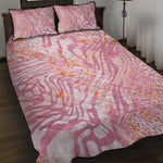 African Zebra Leopard Pattern Quilt Bed Set Blush Savannah