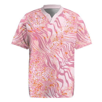 African Zebra Leopard Pattern Rugby Jersey Blush Savannah