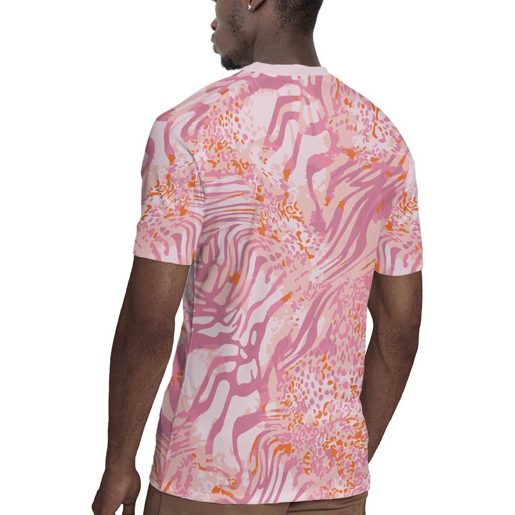 African Zebra Leopard Pattern Rugby Jersey Blush Savannah