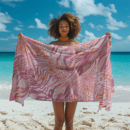 African Zebra Leopard Pattern Sarong Blush Savannah