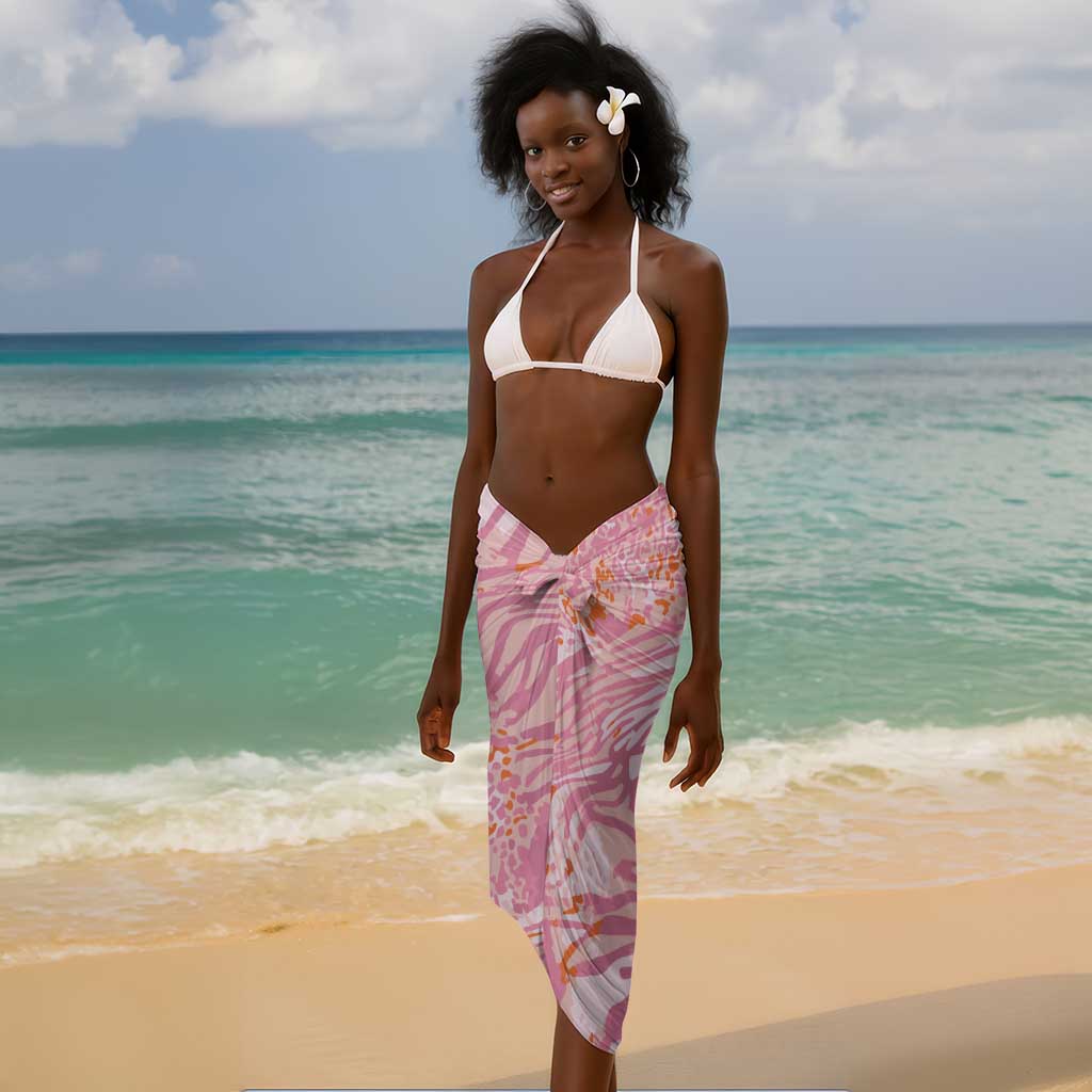 African Zebra Leopard Pattern Sarong Blush Savannah