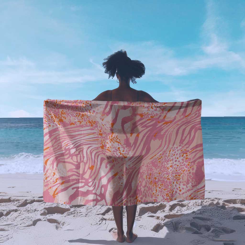 African Zebra Leopard Pattern Sarong Blush Savannah