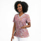 African Zebra Leopard Pattern Scrub Top Blush Savannah