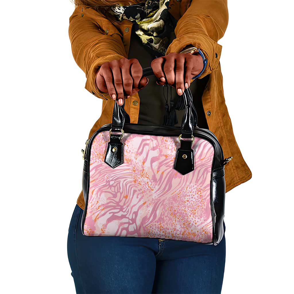 African Zebra Leopard Pattern Shoulder Handbag Blush Savannah