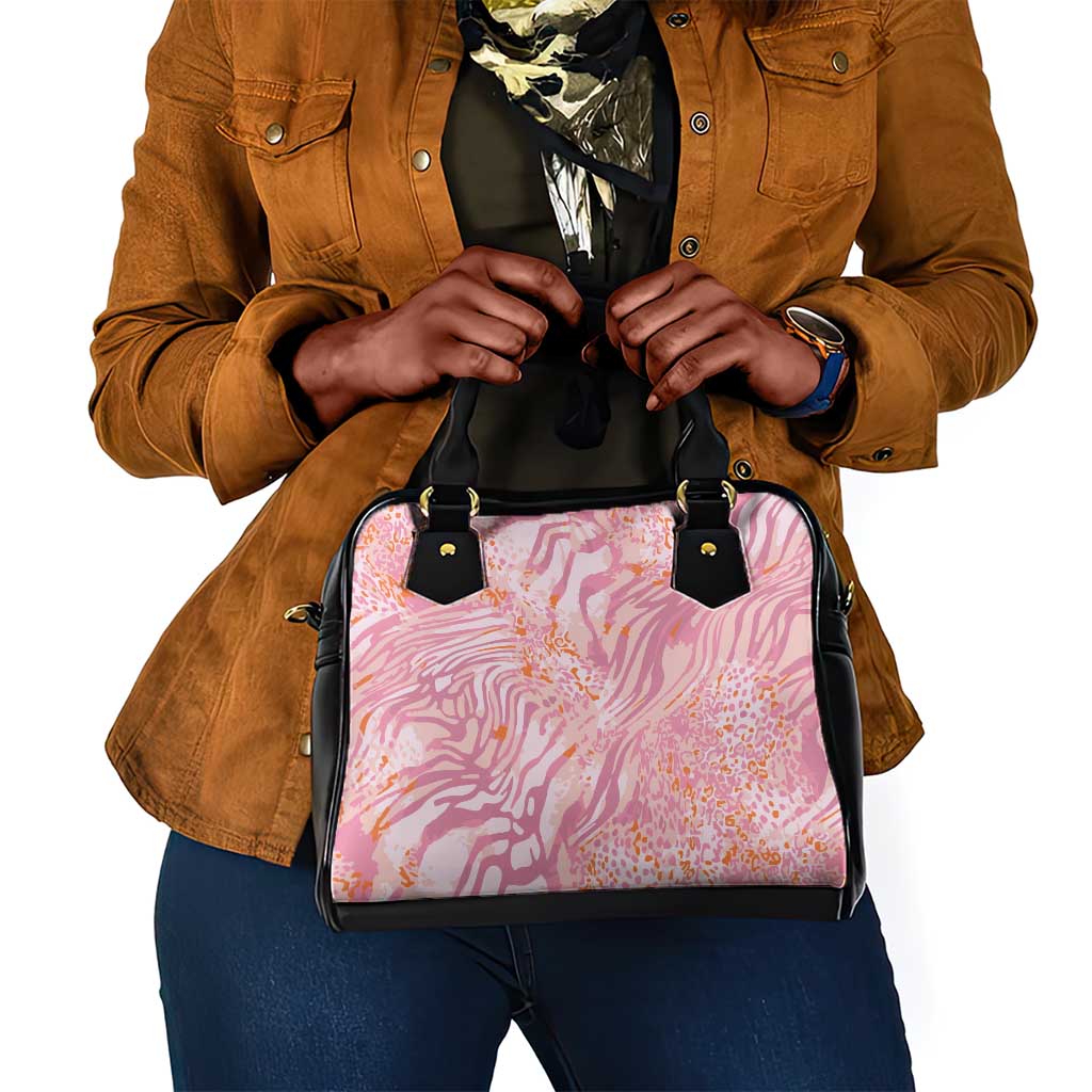 African Zebra Leopard Pattern Shoulder Handbag Blush Savannah