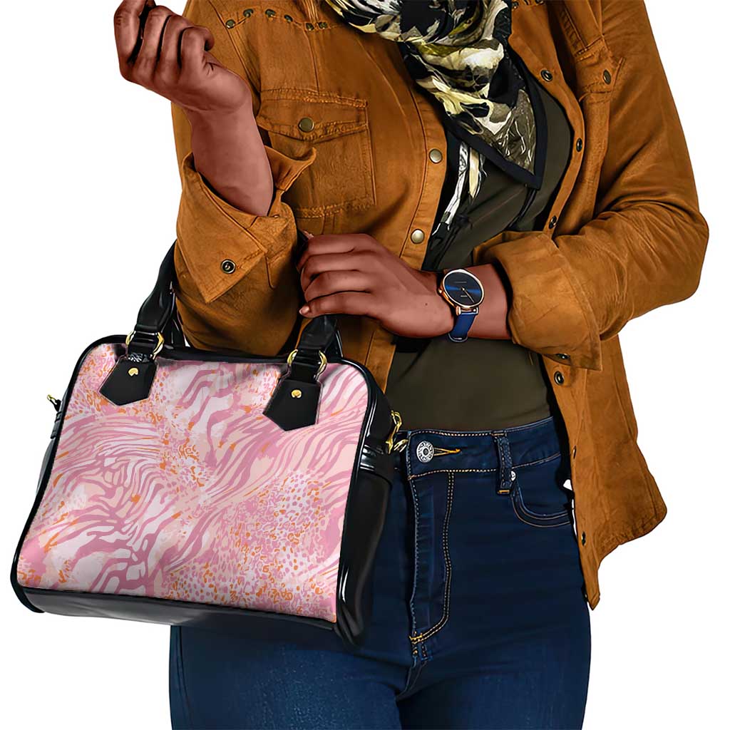 African Zebra Leopard Pattern Shoulder Handbag Blush Savannah