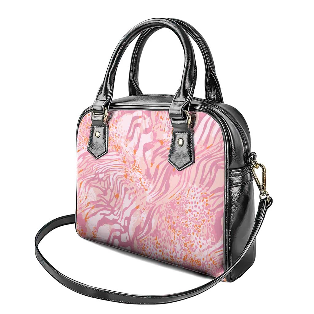 African Zebra Leopard Pattern Shoulder Handbag Blush Savannah