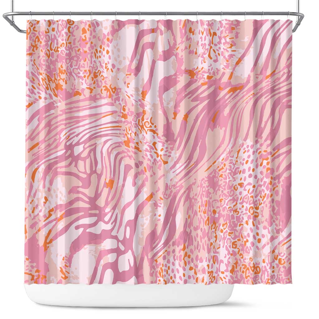 African Zebra Leopard Pattern Shower Curtain Blush Savannah