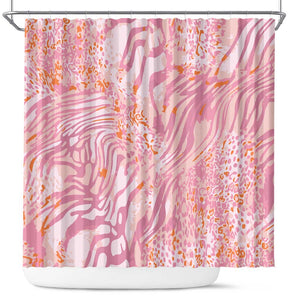 African Zebra Leopard Pattern Shower Curtain Blush Savannah
