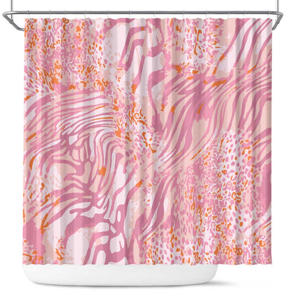 African Zebra Leopard Pattern Shower Curtain Blush Savannah