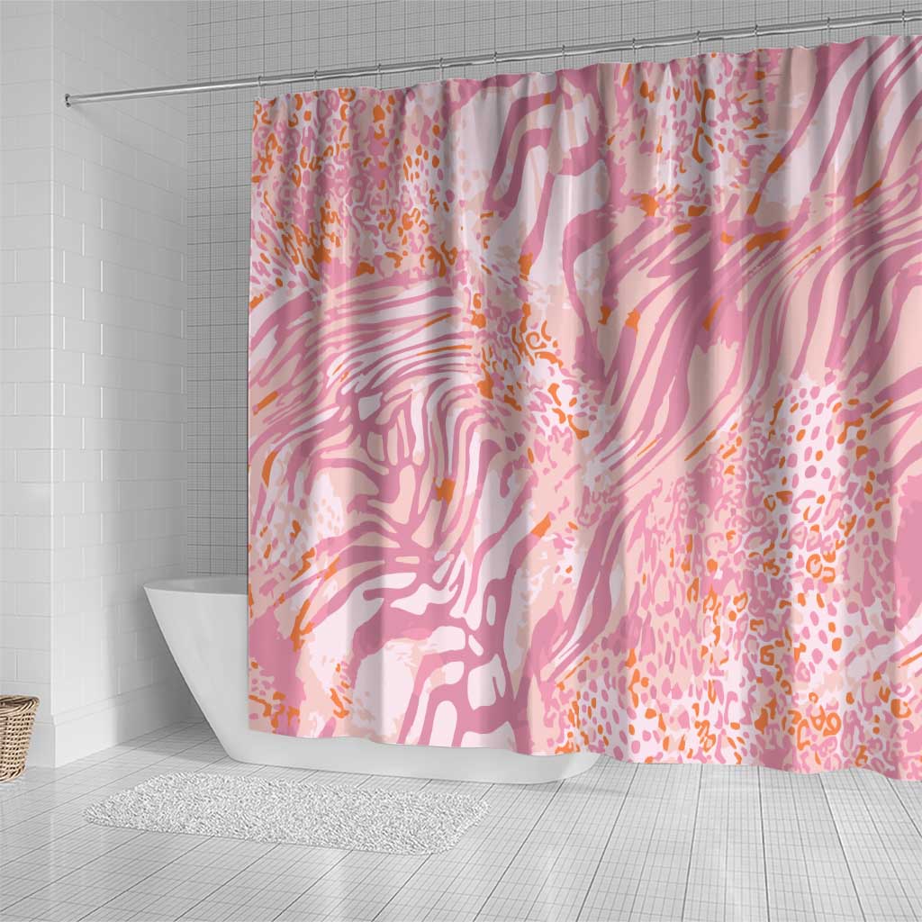 African Zebra Leopard Pattern Shower Curtain Blush Savannah