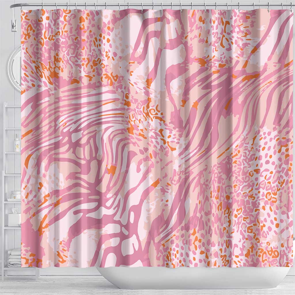 African Zebra Leopard Pattern Shower Curtain Blush Savannah
