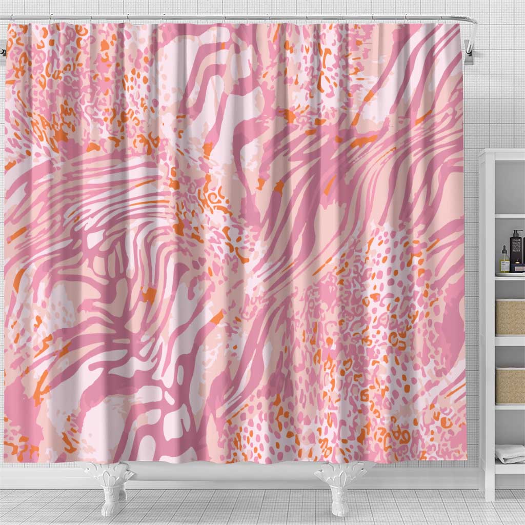 African Zebra Leopard Pattern Shower Curtain Blush Savannah