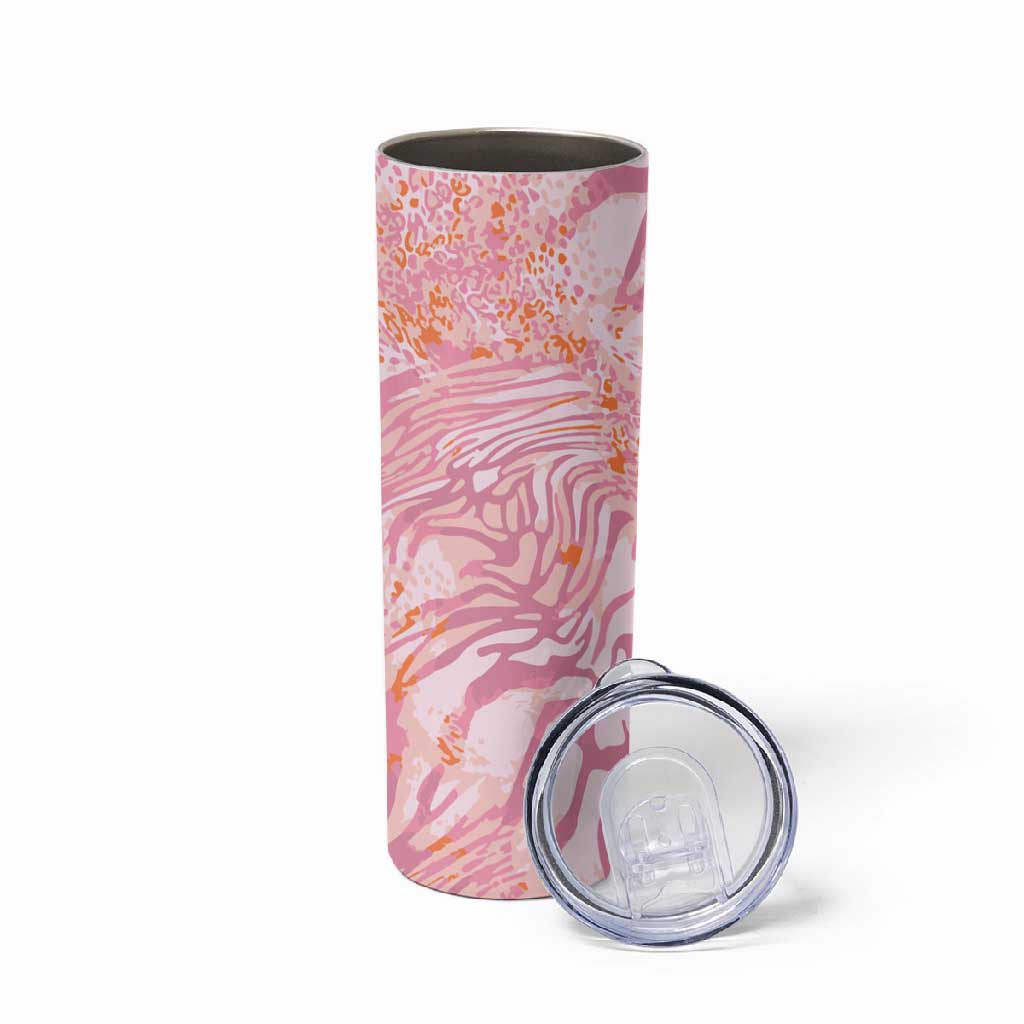 African Zebra Leopard Pattern Skinny Tumbler Blush Savannah