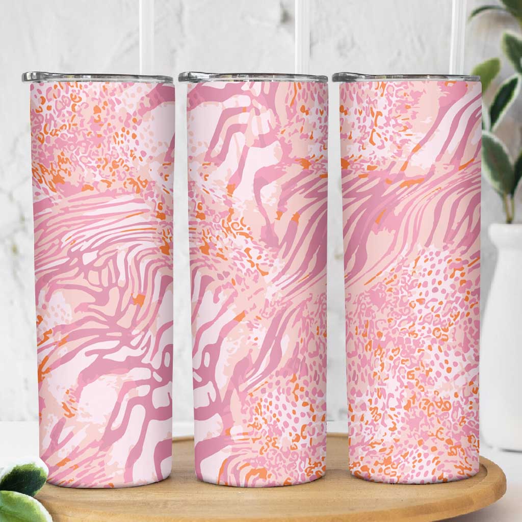 African Zebra Leopard Pattern Skinny Tumbler Blush Savannah