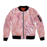 African Zebra Leopard Pattern Sleeve Zip Bomber Jacket Blush Savannah