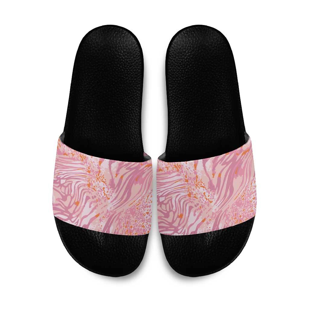 African Zebra Leopard Pattern Slide Sandals Blush Savannah